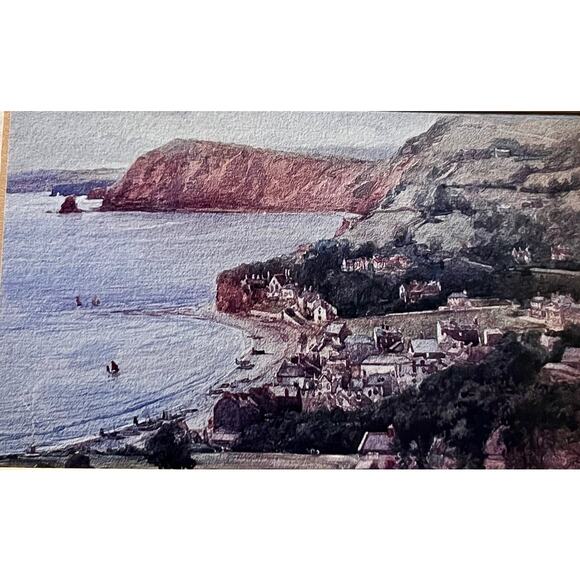 Framed Coastal Print-Sidmouth England-9x7-Vintage Seaside Wall Art-Ocean-Shore - Picture 2 of 8